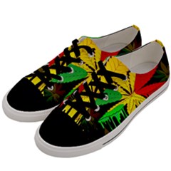 Marijuana Cannabis Rainbow Love Green Yellow Red Black Men s Low Top Canvas Sneakers by Mariart