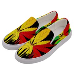 Marijuana Cannabis Rainbow Love Green Yellow Red Black Men s Canvas Slip Ons by Mariart