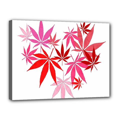 Marijuana Cannabis Rainbow Pink Love Heart Canvas 16  x 12 