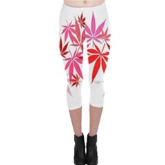 Marijuana Cannabis Rainbow Pink Love Heart Capri Leggings 