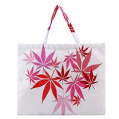 Marijuana Cannabis Rainbow Pink Love Heart Zipper Large Tote Bag