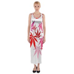 Marijuana Cannabis Rainbow Pink Love Heart Fitted Maxi Dress