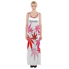 Marijuana Cannabis Rainbow Pink Love Heart Maxi Thigh Split Dress