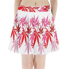 Marijuana Cannabis Rainbow Pink Love Heart Pleated Mini Skirt