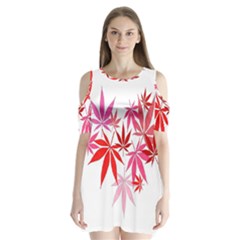 Marijuana Cannabis Rainbow Pink Love Heart Shoulder Cutout Velvet One Piece