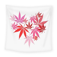 Marijuana Cannabis Rainbow Pink Love Heart Square Tapestry (Large)