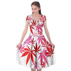Marijuana Cannabis Rainbow Pink Love Heart Cap Sleeve Wrap Front Dress