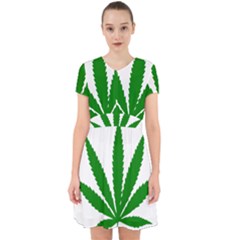 Marijuana Weed Drugs Neon Cannabis Green Leaf Sign Adorable In Chiffon Dress by Mariart