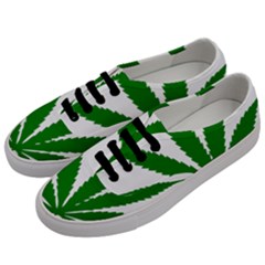 Marijuana Weed Drugs Neon Cannabis Green Leaf Sign Men s Classic Low Top Sneakers by Mariart