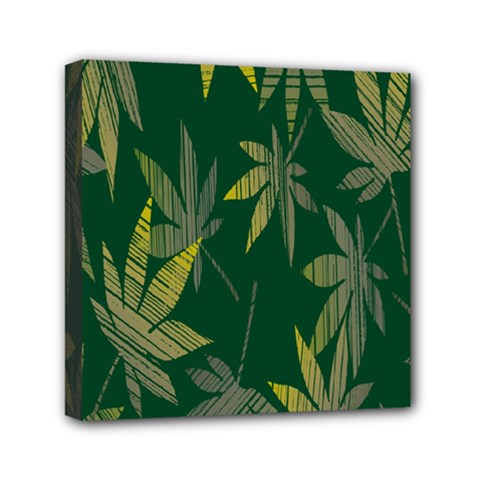 Marijuana Cannabis Rainbow Love Green Yellow Leaf Mini Canvas 6  X 6 