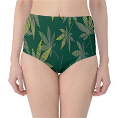 Marijuana Cannabis Rainbow Love Green Yellow Leaf High-waist Bikini Bottoms