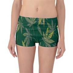 Marijuana Cannabis Rainbow Love Green Yellow Leaf Reversible Boyleg Bikini Bottoms