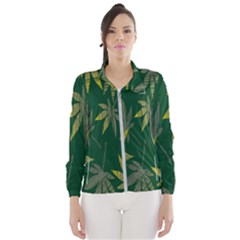 Marijuana Cannabis Rainbow Love Green Yellow Leaf Wind Breaker (women)