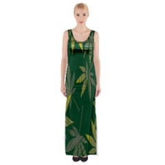 Marijuana Cannabis Rainbow Love Green Yellow Leaf Maxi Thigh Split Dress