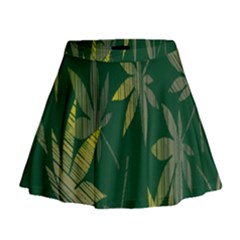 Marijuana Cannabis Rainbow Love Green Yellow Leaf Mini Flare Skirt