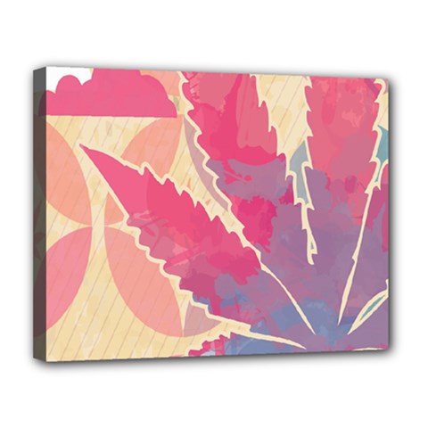 Marijuana Heart Cannabis Rainbow Pink Cloud Canvas 14  x 11 