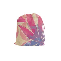 Marijuana Heart Cannabis Rainbow Pink Cloud Drawstring Pouches (medium)  by Mariart