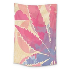 Marijuana Heart Cannabis Rainbow Pink Cloud Large Tapestry