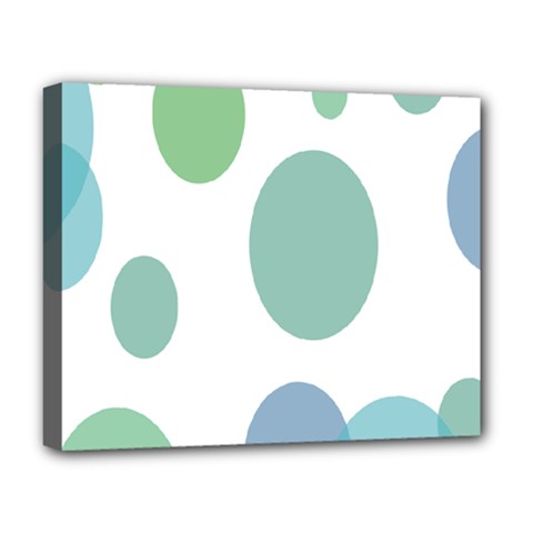 Polka Dots Blue Green White Deluxe Canvas 20  X 16   by Mariart