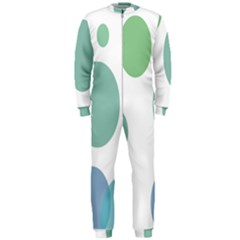 Polka Dots Blue Green White Onepiece Jumpsuit (men)  by Mariart