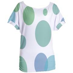 Polka Dots Blue Green White Women s Oversized Tee by Mariart