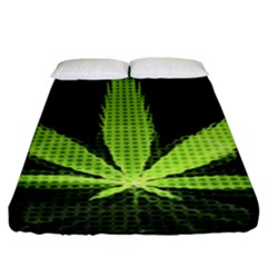 Marijuana Weed Drugs Neon Green Black Light Fitted Sheet (king Size) by Mariart