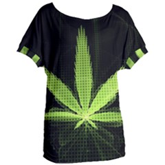 Marijuana Weed Drugs Neon Green Black Light Women s Oversized Tee
