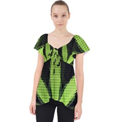 Marijuana Weed Drugs Neon Green Black Light Lace Front Dolly Top by Mariart