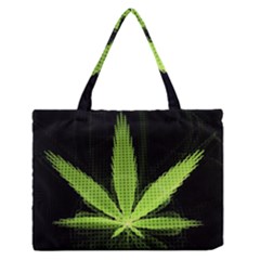Marijuana Weed Drugs Neon Green Black Light Zipper Medium Tote Bag