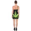 Marijuana Weed Drugs Neon Green Black Light One Soulder Bodycon Dress View2