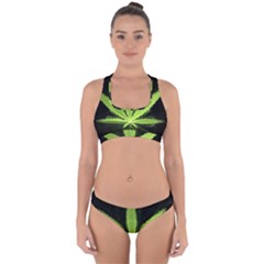 Marijuana Weed Drugs Neon Green Black Light Cross Back Hipster Bikini Set by Mariart