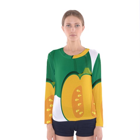 Pumpkin Peppers Green Yellow Women s Long Sleeve Tee by Mariart