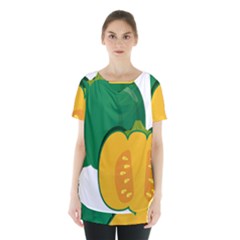 Pumpkin Peppers Green Yellow Skirt Hem Sports Top by Mariart