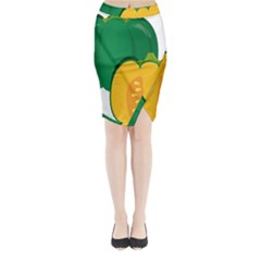 Pumpkin Peppers Green Yellow Midi Wrap Pencil Skirt by Mariart