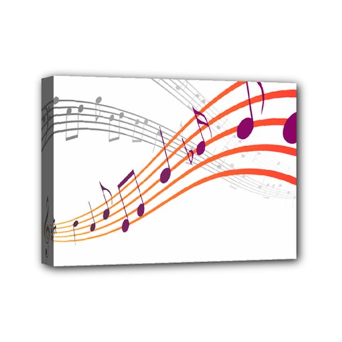 Musical Net Purpel Orange Note Mini Canvas 7  X 5 