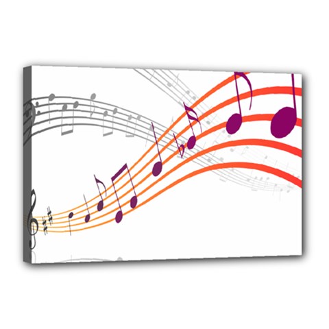 Musical Net Purpel Orange Note Canvas 18  X 12  by Mariart