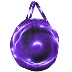 Purple Black Star Neon Light Space Galaxy Giant Round Zipper Tote by Mariart