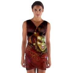 Wonderful Venetian Mask With Floral Elements Wrap Front Bodycon Dress by FantasyWorld7