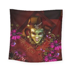 Wonderful Venetian Mask With Floral Elements Square Tapestry (small) by FantasyWorld7