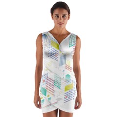 Layer Capital City Building Wrap Front Bodycon Dress