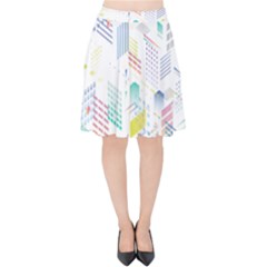 Layer Capital City Building Velvet High Waist Skirt by Mariart