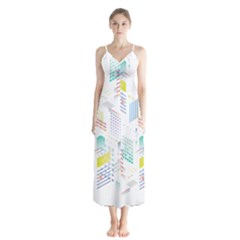 Layer Capital City Building Button Up Chiffon Maxi Dress