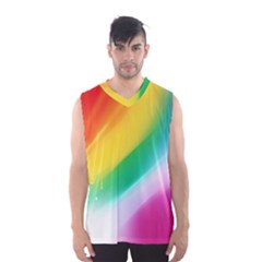 Red Yellow White Pink Green Blue Rainbow Color Mix Men s Basketball Tank Top by Mariart