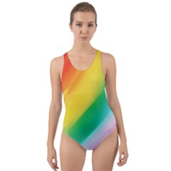 Red Yellow White Pink Green Blue Rainbow Color Mix Cut-out Back One Piece Swimsuit by Mariart