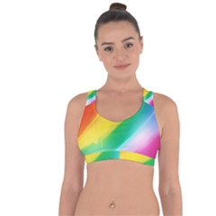 Red Yellow White Pink Green Blue Rainbow Color Mix Cross String Back Sports Bra by Mariart