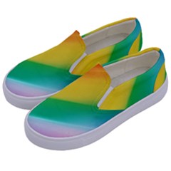 Red Yellow White Pink Green Blue Rainbow Color Mix Kids  Canvas Slip Ons by Mariart