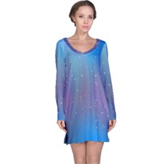 Rain Star Planet Galaxy Blue Sky Purple Blue Long Sleeve Nightdress by Mariart