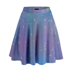 Rain Star Planet Galaxy Blue Sky Purple Blue High Waist Skirt