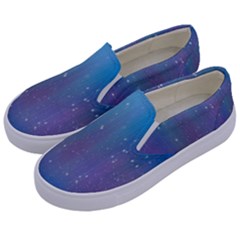 Rain Star Planet Galaxy Blue Sky Purple Blue Kids  Canvas Slip Ons by Mariart