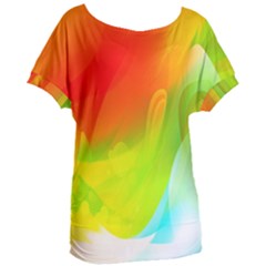 Red Yellow Green Blue Rainbow Color Mix Women s Oversized Tee